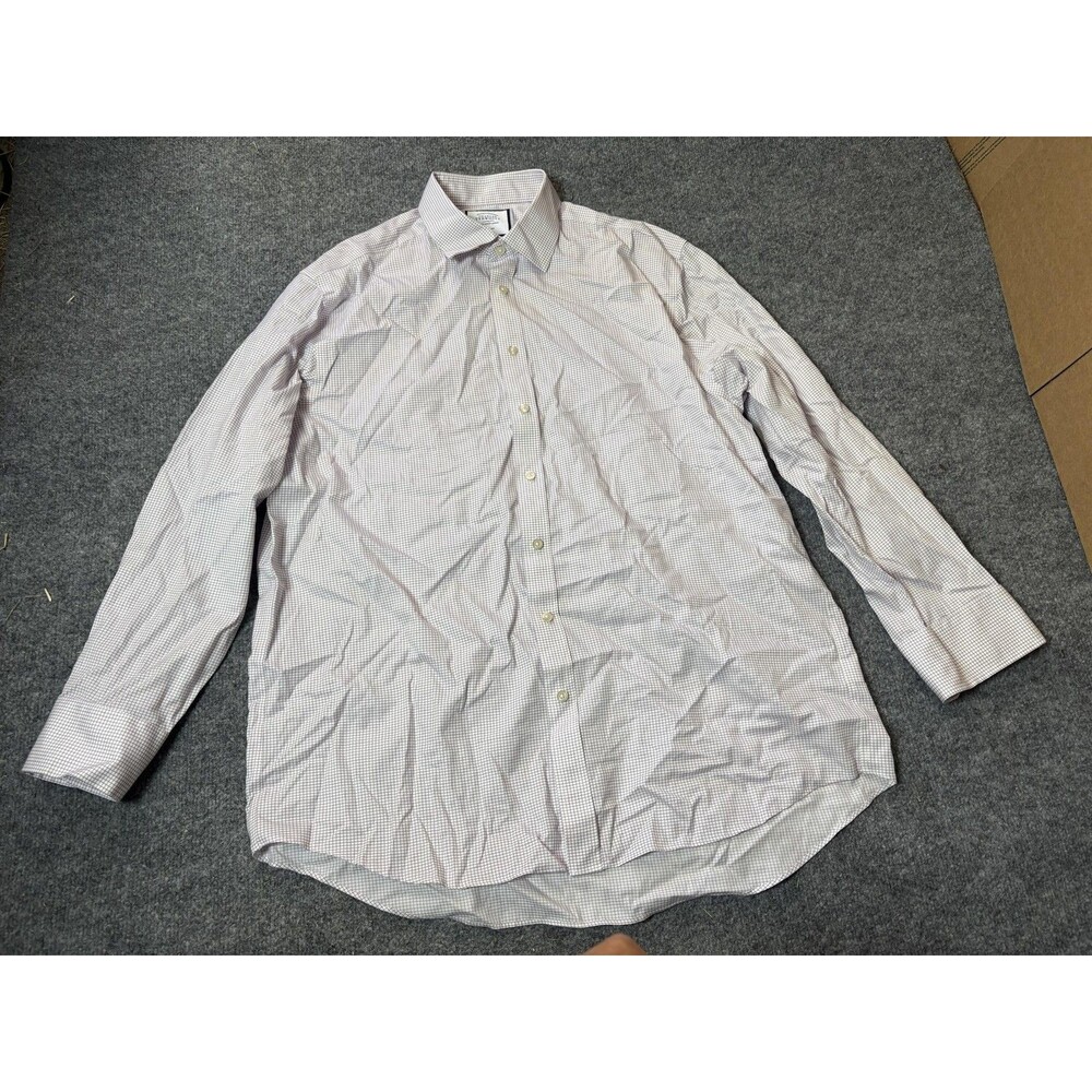 Charles Tyrwhitt Dress Shirt Mens 17.5 35 Purple Check Classic Non Iron LS